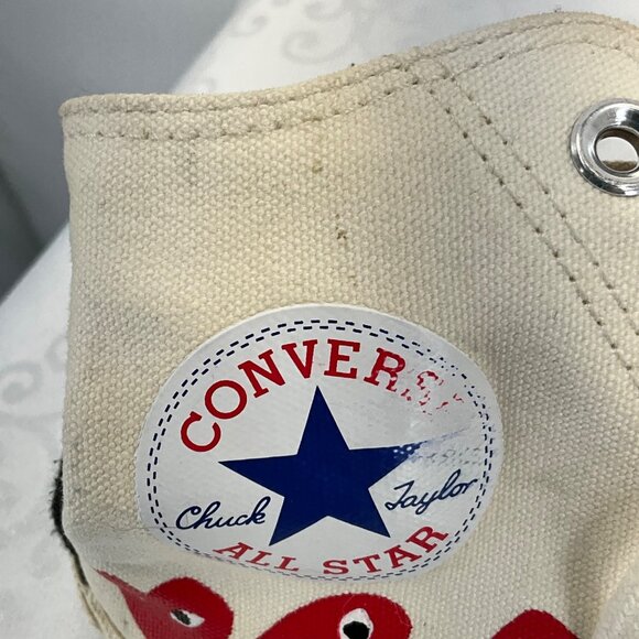 Comme Des Garçons Converse Chuck Taylor High Top Sneakers 7.5W/5.5M White & Red - Picture 6 of 8